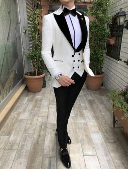 3pc off White & Black Tuxedo 