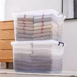 Plastic transparent storage box, dust proof mega box with wheels storage organizer, 