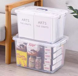 Plastic transparent storage box, dust proof mega box with wheels storage organizer, 