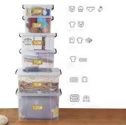 Plastic transparent storage box, dust proof mega box with wheels storage organizer, 
