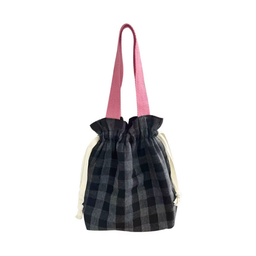 Striped Drawstring Pouch W Handle