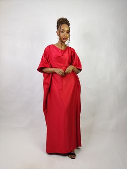Red Maroon Cowl Neck Kaftan 