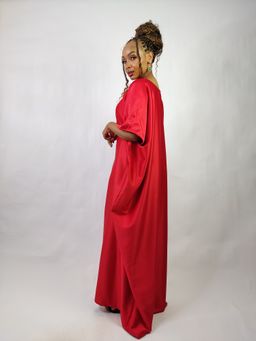 Red Maroon Cowl Neck Kaftan 