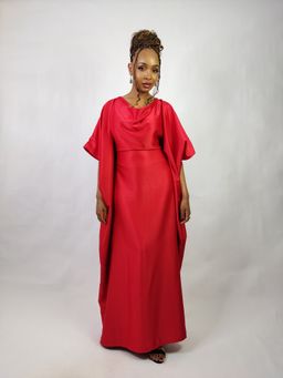 Red Maroon Cowl Neck Kaftan 
