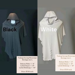 TUDUNG SARUNG MOSSCREPE SIZE L (BLACK & WHITE)