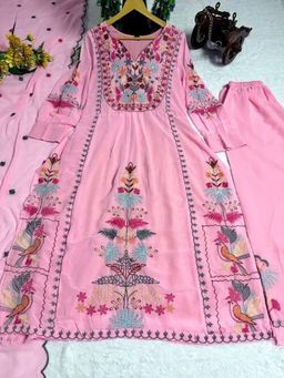 Pink Color Trending Pakistani Dress With Original Mirror and Thread Work