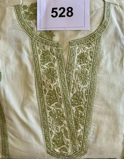 🌿 D.No. 528 - ऑलिव ग्रीन प्रिंसेस कट हैंडब्लॉक प्रिंटेड सूट (₹1495) 🌿