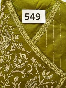 D.No. 549 Mehndi Green Angrakha Anarkali Set (1550)