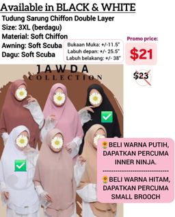 TUDUNG SARUNG CHIFFON DOUBLE LAYER 3XL