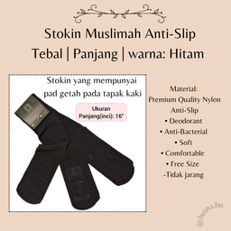 STOKIN MUSLIMAH TEBAL ANTI-SLIP PANJANG | warna: Hitam