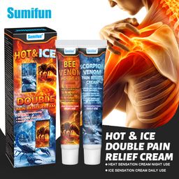 Sumifun HOT & ICE Double Pain Relief Cream (Bee Venom + Scorpion Venom) | Day & Night Use | Muscle & Joint Pain Relief