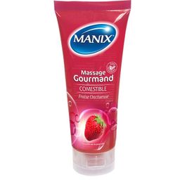 Manix Gel Massage Gourmand Comestible Fraise Onctueuse 200ml