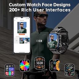 OUKITEL Smart Watch for Men Military BT20, Smart Watches with Bluetooth Voice Call for Android iOS Phone, 1.96" AMOLED Smartwatch with Heart Rate SpO2 Pressure Sleep Monitor, Waterproof Fitness Watch