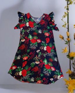 Floral and Coral Print Dress