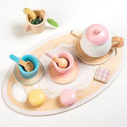 Tea Set Cake Dessert wooden