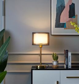 Lampu Meja Gaya Eropa Modern Elegan Model - Dual Layer Lamp Side Lampu Tidur Ruang Tamu Hotel Saklar Tarik Lampu Kamar