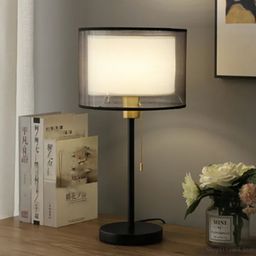 Lampu Meja Gaya Eropa Modern Elegan Model - Dual Layer Lamp Side Lampu Tidur Ruang Tamu Hotel Saklar Tarik Lampu Kamar