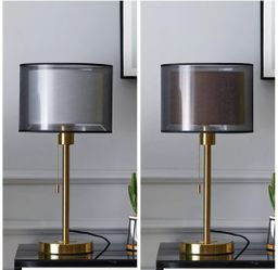 Lampu Meja Gaya Eropa Modern Elegan Model - Dual Layer Lamp Side Lampu Tidur Ruang Tamu Hotel Saklar Tarik Lampu Kamar