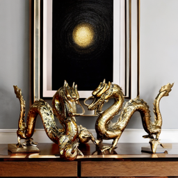 Pajangan Patung Naga Kuningan Dekorasi Fengshui Ruangan Rumah Kantor Hadiah