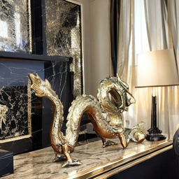 Pajangan Patung Naga Kuningan Dekorasi Fengshui Ruangan Rumah Kantor Hadiah