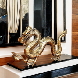 Pajangan Patung Naga Kuningan Dekorasi Fengshui Ruangan Rumah Kantor Hadiah