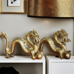 Pajangan Patung Naga Kuningan Dekorasi Fengshui Ruangan Rumah Kantor Hadiah