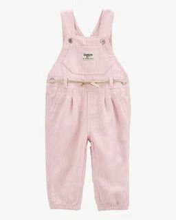 Pink Denim Hickory Stripe Overalls (3mths to 5T)