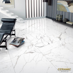Island Carrara Marble Effect 600 x 600 White Polished