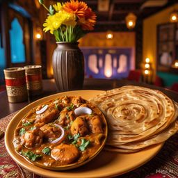 Kadhai Chicken with Laccha Paratha