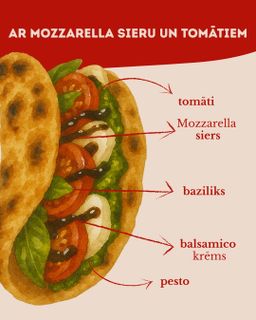 Ar mocarellas sieru un tomātiem