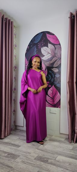 Aurora One Shoulder Kaftan - Fuchsia