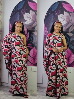 Aurora One Shoulder Kaftan - Floral Print 