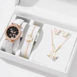 Elegant Ladies Wristwatch Quartz watch, Necklace, Earring & Ring Set