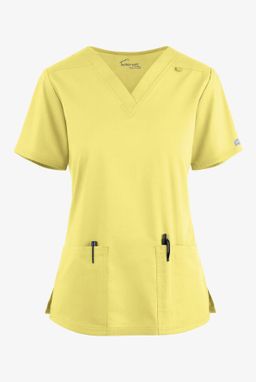Lemon Butter-Soft Stretch 4 Pocket V-Neck Top