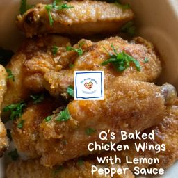 Q's Baked Chicken Wings with Lemon Pepper Sauce