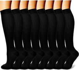 CALCETINES DE COMPRESIÓN LARGO PARA MEJORAR FLUJO SANGUÍNEO  15 A 20 MM COLOR NEGRO TALLA L/XL