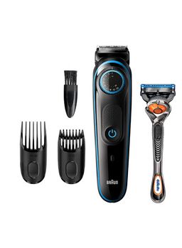 BRAUN Braun Beard Trimmer BT5240 With Precision Dial, 2 Combs And Gillette Fusion5 Proglide Razor Blue