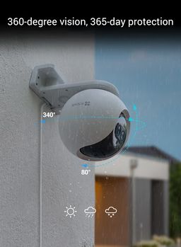 EZVIZ C8PF Security Camera Outdoor, 1080P Pan/Tilt/Zoom WiFi Camera, 8� Mixed Zoom and AI-Powered Person Detection Security Cam, IP65 Waterproof, Support MicroSD Card up to 512GB