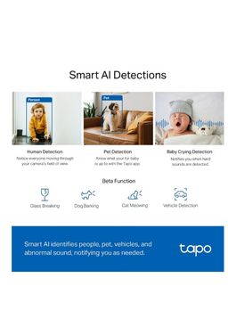 Tapo 2K QHD Indoor Pan/Tilt Security Wi-Fi Camera, AI Detection,360 Visual Coverage, Night Vision, Customizable privacy Mode, Cloud &Local Storage, Works with Alexa&Google Home(Tapo C220)  - TAPOC220