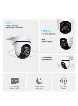 TP-Link Tapo 1080p Full HD Outdoor Pan/Tilt Security Wi-Fi Camera, 360 Motion Detection, IP65 Weatherproof, Night Vision, Cloud &SD Card Storage, Works with Alexa&Google Home (Tapo C500) White