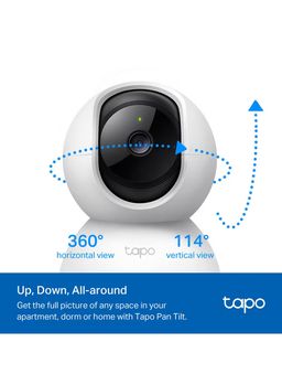 Tapo tc70 360-degree smart wi-fi pan and tilt camera, 1080 p,with light and audio