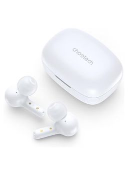 CHOETECH Chotech True Wireless Earbuds, Big Bass 4 Mics, Clear Calls automatic noise reduction, IPX8 waterproof, Sensitive touch control, Comfortable to wear, Bluetooth 5.2,Tiny Size- White