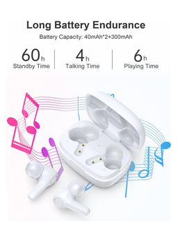 CHOETECH Chotech True Wireless Earbuds, Big Bass 4 Mics, Clear Calls automatic noise reduction, IPX8 waterproof, Sensitive touch control, Comfortable to wear, Bluetooth 5.2,Tiny Size- White