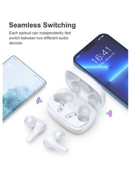 CHOETECH Chotech True Wireless Earbuds, Big Bass 4 Mics, Clear Calls automatic noise reduction, IPX8 waterproof, Sensitive touch control, Comfortable to wear, Bluetooth 5.2,Tiny Size- White