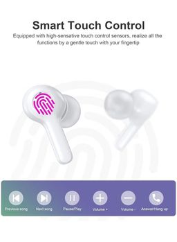 CHOETECH Chotech True Wireless Earbuds, Big Bass 4 Mics, Clear Calls automatic noise reduction, IPX8 waterproof, Sensitive touch control, Comfortable to wear, Bluetooth 5.2,Tiny Size- White