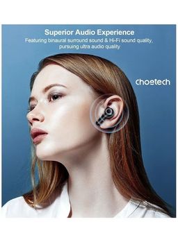 Choetech Choebuds Pro TWS ANC ENC Earphone, 6 Mics, Big Bass, Clear Calls, Multi-Mode Noise Cancelling IPX7 Water-Resistant,Black + 18