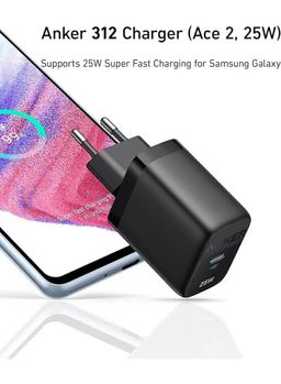 Anker 312 USB-C Charger 25W Supports Samsung Super Fast Charging, MultiProtect Protection, PowerIQ 3.0