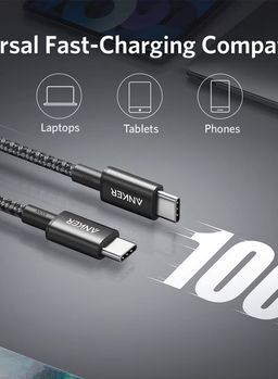 Anker USB-C to USB-C 2.0 cable (3ft/0.9m), High Durability Type C Braided Charging Cable Compatible with All Android Devices And More