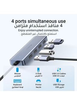 UGREEN USB C Hub, 4K30Hz HDMI USB C Hub Multiport Adapter with 4 USB 3.0 Ports, USB C Dongle Compatible with MacBook, iPad, iMac, iPhone 15 Pro/Pro Max, Samsung Galaxy S23 Ultra, Lenovo (20197)
