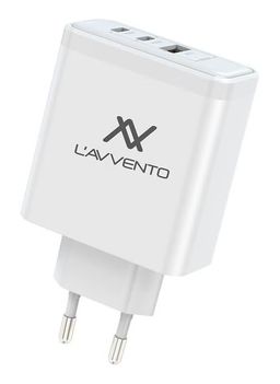 L'AVVENTO Fast Charger 65W Dual PD / QC3 - White